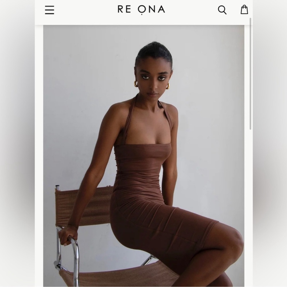 Reona xl brown halter dress